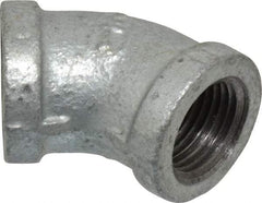 B&K Mueller - Class 150, 1/2" Galvanized Pipe 45° Elbow - Threaded, Malleable Iron - USA Tool & Supply