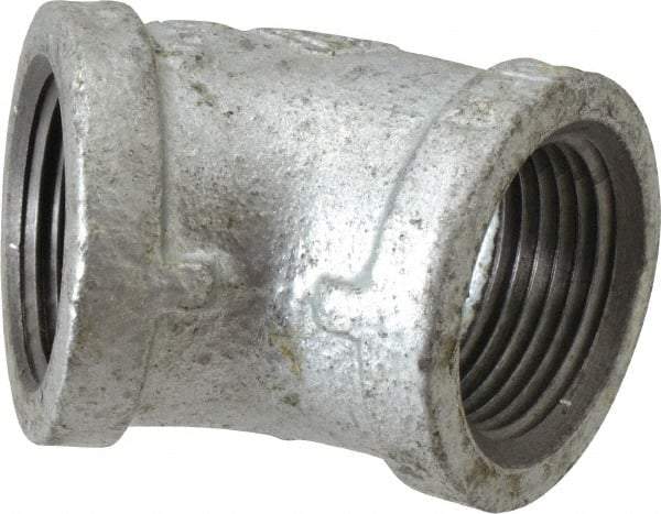 B&K Mueller - Class 150, 1" Galvanized Pipe 45° Elbow - Threaded, Malleable Iron - USA Tool & Supply