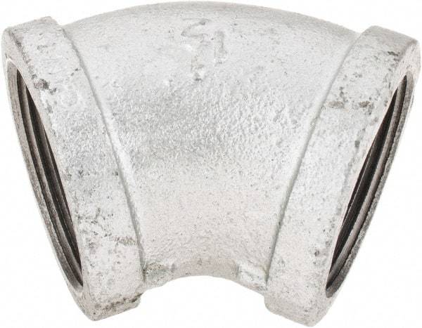 B&K Mueller - Class 150, 1-1/2" Galvanized Pipe 45° Elbow - Threaded, Malleable Iron - USA Tool & Supply