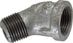 B&K Mueller - Class 150, 1/2" Galvanized Pipe 45° Street Elbow - Threaded, Malleable Iron - USA Tool & Supply