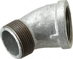 B&K Mueller - Class 150, 1-1/4" Galvanized Pipe 45° Street Elbow - Threaded, Malleable Iron - USA Tool & Supply
