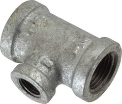 B&K Mueller - Class 150, 1/2 x 1/4" Galvanized Pipe Reducing Tee - Threaded, Malleable Iron - USA Tool & Supply
