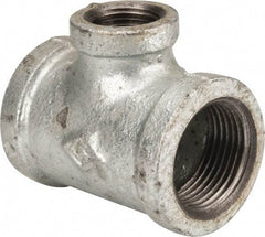 B&K Mueller - Class 150, 1 x 1/2" Galvanized Pipe Reducing Tee - Threaded, Malleable Iron - USA Tool & Supply