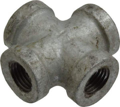 B&K Mueller - Class 150, 1/4" Galvanized Pipe Cross - Threaded, Malleable Iron - USA Tool & Supply