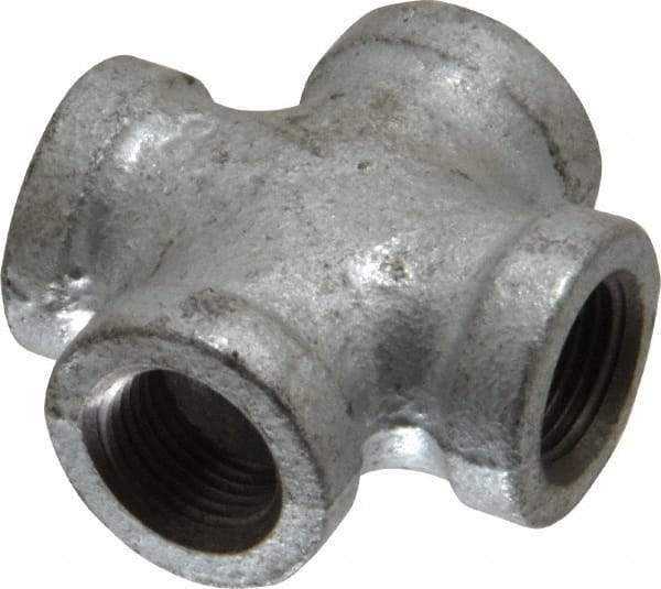 B&K Mueller - Class 150, 3/8" Galvanized Pipe Cross - Threaded, Malleable Iron - USA Tool & Supply