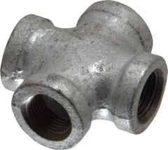 B&K Mueller - Class 150, 3/8" Galvanized Pipe Cross - Threaded, Malleable Iron - USA Tool & Supply