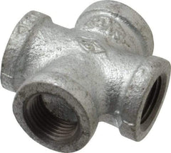 B&K Mueller - Class 150, 1/2" Galvanized Pipe Cross - Threaded, Malleable Iron - USA Tool & Supply
