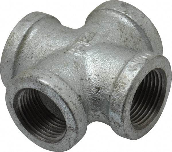 B&K Mueller - Class 150, 3/4" Galvanized Pipe Cross - Threaded, Malleable Iron - USA Tool & Supply