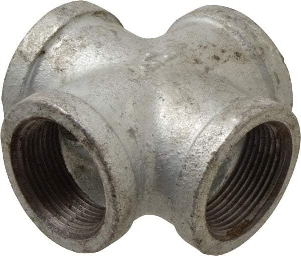 B&K Mueller - Class 150, 1-1/4" Galvanized Pipe Cross - Threaded, Malleable Iron - USA Tool & Supply