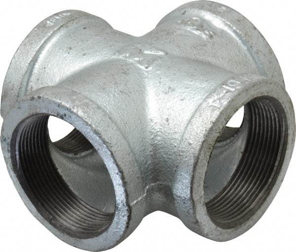 B&K Mueller - Class 150, 2" Galvanized Pipe Cross - Threaded, Malleable Iron - USA Tool & Supply