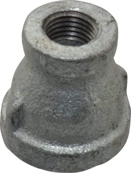 B&K Mueller - Class 150, 1/2 x 1/4" Galvanized Pipe Reducing Coupling - Threaded, Malleable Iron - USA Tool & Supply