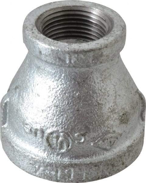 B&K Mueller - Class 150, 1-1/4 x 3/4" Galvanized Pipe Reducing Coupling - Threaded, Malleable Iron - USA Tool & Supply