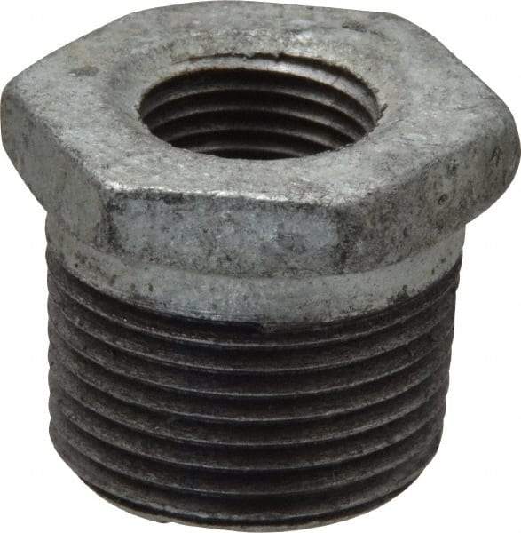B&K Mueller - Class 150, 3/4 x 3/8" Galvanized Pipe Hex Bushing - Threaded, Malleable Iron - USA Tool & Supply