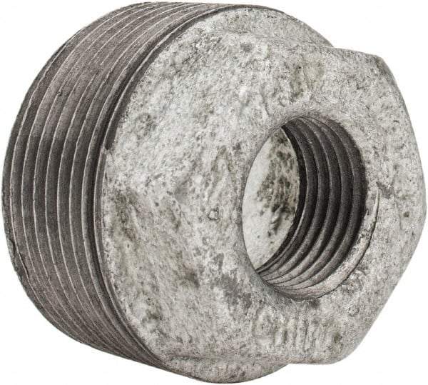 B&K Mueller - Class 150, 1-1/4 x 1/2" Galvanized Pipe Hex Bushing - Threaded, Malleable Iron - USA Tool & Supply