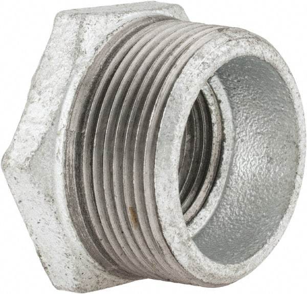 B&K Mueller - Class 150, 1-1/2 x 1" Galvanized Pipe Hex Bushing - Threaded, Malleable Iron - USA Tool & Supply