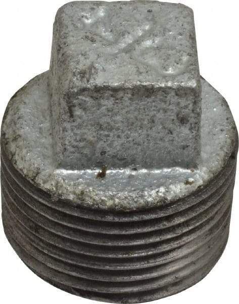 B&K Mueller - Class 150, 3/4" Galvanized Pipe Square Plug - Threaded, Malleable Iron - USA Tool & Supply