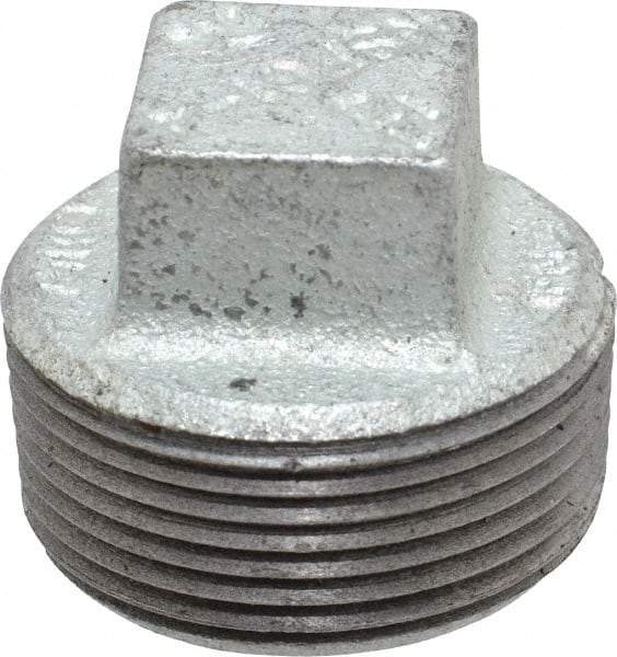 B&K Mueller - Class 150, 1-1/4" Galvanized Pipe Square Plug - Threaded, Malleable Iron - USA Tool & Supply