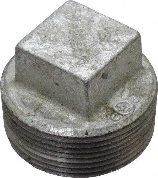 B&K Mueller - Class 150, 1-1/2" Galvanized Pipe Square Plug - Threaded, Malleable Iron - USA Tool & Supply