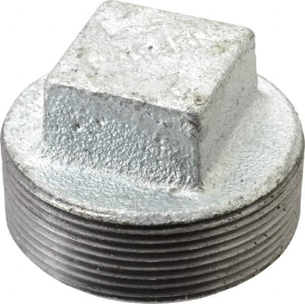 B&K Mueller - Class 150, 2" Galvanized Pipe Square Plug - Threaded, Malleable Iron - USA Tool & Supply