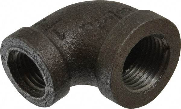 B&K Mueller - Size 3/8 x 1/4", Class 150, Malleable Iron Black Pipe 90° Reducing Elbow - 150 psi, Threaded End Connection - USA Tool & Supply