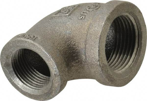 B&K Mueller - Size 1 x 3/4", Class 150, Malleable Iron Black Pipe 90° Reducing Elbow - 150 psi, Threaded End Connection - USA Tool & Supply