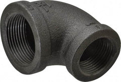 B&K Mueller - Size 1-1/4 x 1", Class 150, Malleable Iron Black Pipe 90° Reducing Elbow - 150 psi, Threaded End Connection - USA Tool & Supply