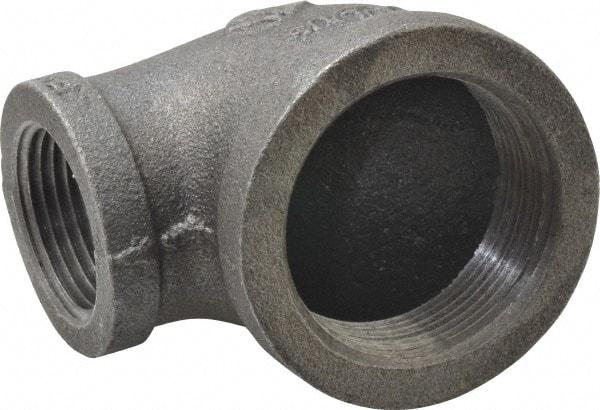 B&K Mueller - Size 1-1/2 x 1", Class 150, Malleable Iron Black Pipe 90° Reducing Elbow - 150 psi, Threaded End Connection - USA Tool & Supply