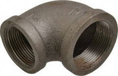 B&K Mueller - Size 1-1/2 x 1-1/4", Class 150, Malleable Iron Black Pipe 90° Reducing Elbow - 150 psi, Threaded End Connection - USA Tool & Supply