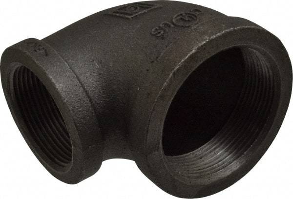 B&K Mueller - Size 2 x 1-1/2", Class 150, Malleable Iron Black Pipe 90° Reducing Elbow - 150 psi, Threaded End Connection - USA Tool & Supply
