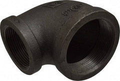 B&K Mueller - Size 2 x 1-1/2", Class 150, Malleable Iron Black Pipe 90° Reducing Elbow - 150 psi, Threaded End Connection - USA Tool & Supply