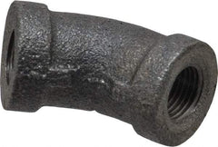B&K Mueller - Size 1/8", Class 150, Malleable Iron Black Pipe 45° Elbow - 150 psi, Threaded End Connection - USA Tool & Supply