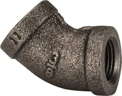 B&K Mueller - Size 3/8", Class 150, Malleable Iron Black Pipe 45° Elbow - 150 psi, Threaded End Connection - USA Tool & Supply