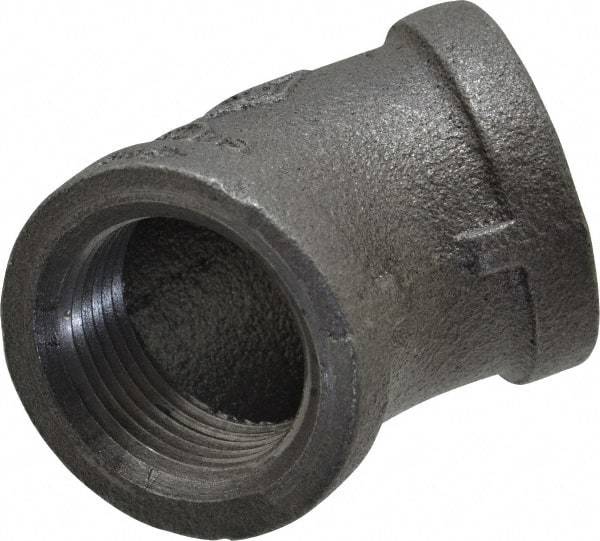B&K Mueller - Size 1", Class 150, Malleable Iron Black Pipe 45° Elbow - 150 psi, Threaded End Connection - USA Tool & Supply