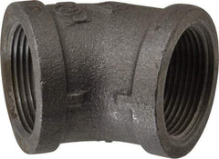 B&K Mueller - Size 1-1/4", Class 150, Malleable Iron Black Pipe 45° Elbow - 150 psi, Threaded End Connection - USA Tool & Supply