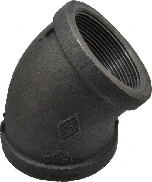 B&K Mueller - Size 2", Class 150, Malleable Iron Black Pipe 45° Elbow - 150 psi, Threaded End Connection - USA Tool & Supply