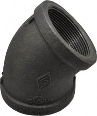 B&K Mueller - Size 2", Class 150, Malleable Iron Black Pipe 45° Elbow - 150 psi, Threaded End Connection - USA Tool & Supply