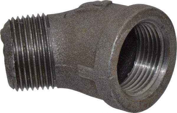 B&K Mueller - Size 1", Class 150, Malleable Iron Black Pipe 45° Street Elbow - 150 psi, Threaded End Connection - USA Tool & Supply