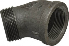 B&K Mueller - Size 1-1/2", Class 150, Malleable Iron Black Pipe 45° Street Elbow - 150 psi, Threaded End Connection - USA Tool & Supply