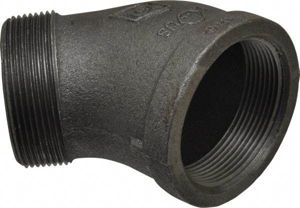 B&K Mueller - Size 2", Class 150, Malleable Iron Black Pipe 45° Street Elbow - 150 psi, Threaded End Connection - USA Tool & Supply