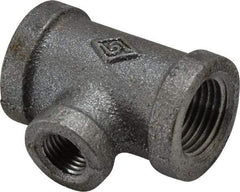 B&K Mueller - Size 1/2 x 1/4", Class 150, Malleable Iron Black Pipe Reducing Tee - 150 psi, Threaded End Connection - USA Tool & Supply