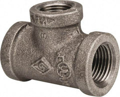B&K Mueller - Size 1/2 x 3/8", Class 150, Malleable Iron Black Pipe Reducing Tee - 150 psi, Threaded End Connection - USA Tool & Supply