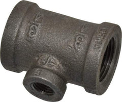 B&K Mueller - Size 3/4 x 1/4", Class 150, Malleable Iron Black Pipe Reducing Tee - 150 psi, Threaded End Connection - USA Tool & Supply