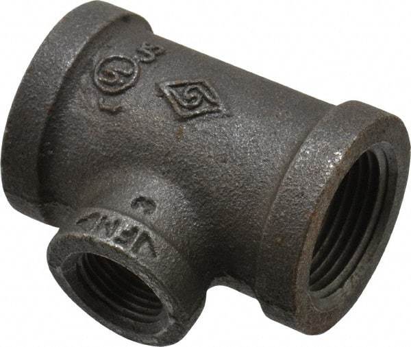 B&K Mueller - Size 3/4 x 3/8", Class 150, Malleable Iron Black Pipe Reducing Tee - 150 psi, Threaded End Connection - USA Tool & Supply