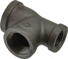 B&K Mueller - Size 3/4 x 1/2 x 3/4", Class 150, Malleable Iron Black Pipe Reducing Tee - 150 psi, Threaded End Connection - USA Tool & Supply