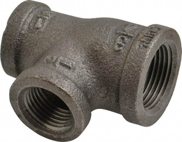 B&K Mueller - Size 3/4 x 1/2", Class 150, Malleable Iron Black Pipe Reducing Tee - 150 psi, Threaded End Connection - USA Tool & Supply