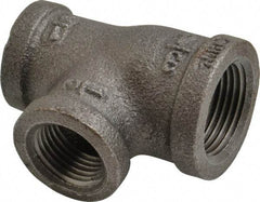 B&K Mueller - Size 3/4 x 1/2", Class 150, Malleable Iron Black Pipe Reducing Tee - 150 psi, Threaded End Connection - USA Tool & Supply