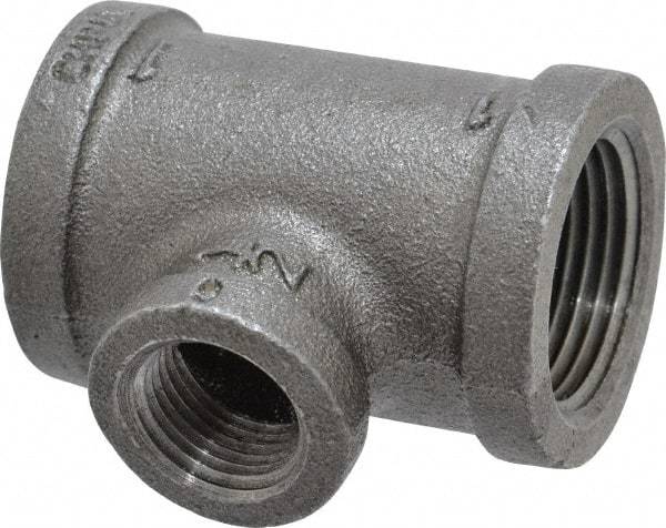 B&K Mueller - Size 1 x 1/2", Class 150, Malleable Iron Black Pipe Reducing Tee - 150 psi, Threaded End Connection - USA Tool & Supply