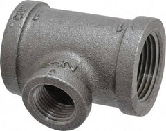 B&K Mueller - Size 1 x 1/2", Class 150, Malleable Iron Black Pipe Reducing Tee - 150 psi, Threaded End Connection - USA Tool & Supply
