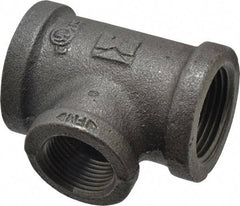 B&K Mueller - Size 1 x 3/4", Class 150, Malleable Iron Black Pipe Reducing Tee - 150 psi, Threaded End Connection - USA Tool & Supply