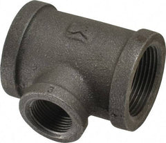 B&K Mueller - Size 1-1/4 x 3/4", Class 150, Malleable Iron Black Pipe Reducing Tee - 150 psi, Threaded End Connection - USA Tool & Supply